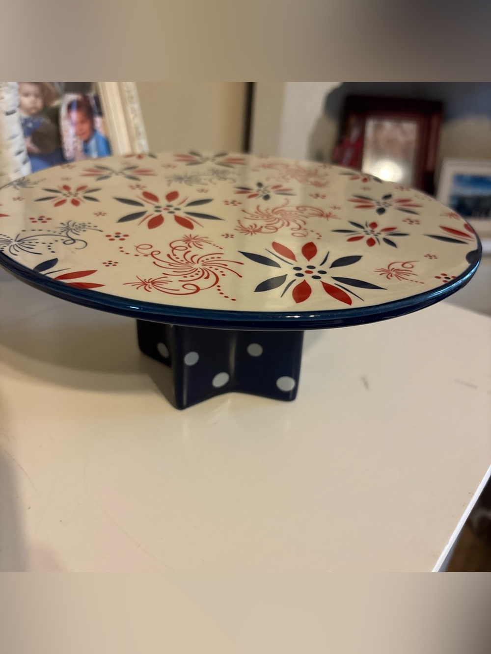 The Temp-tations Special Edition Tiered Patriotic Cake Plate 4th of July red